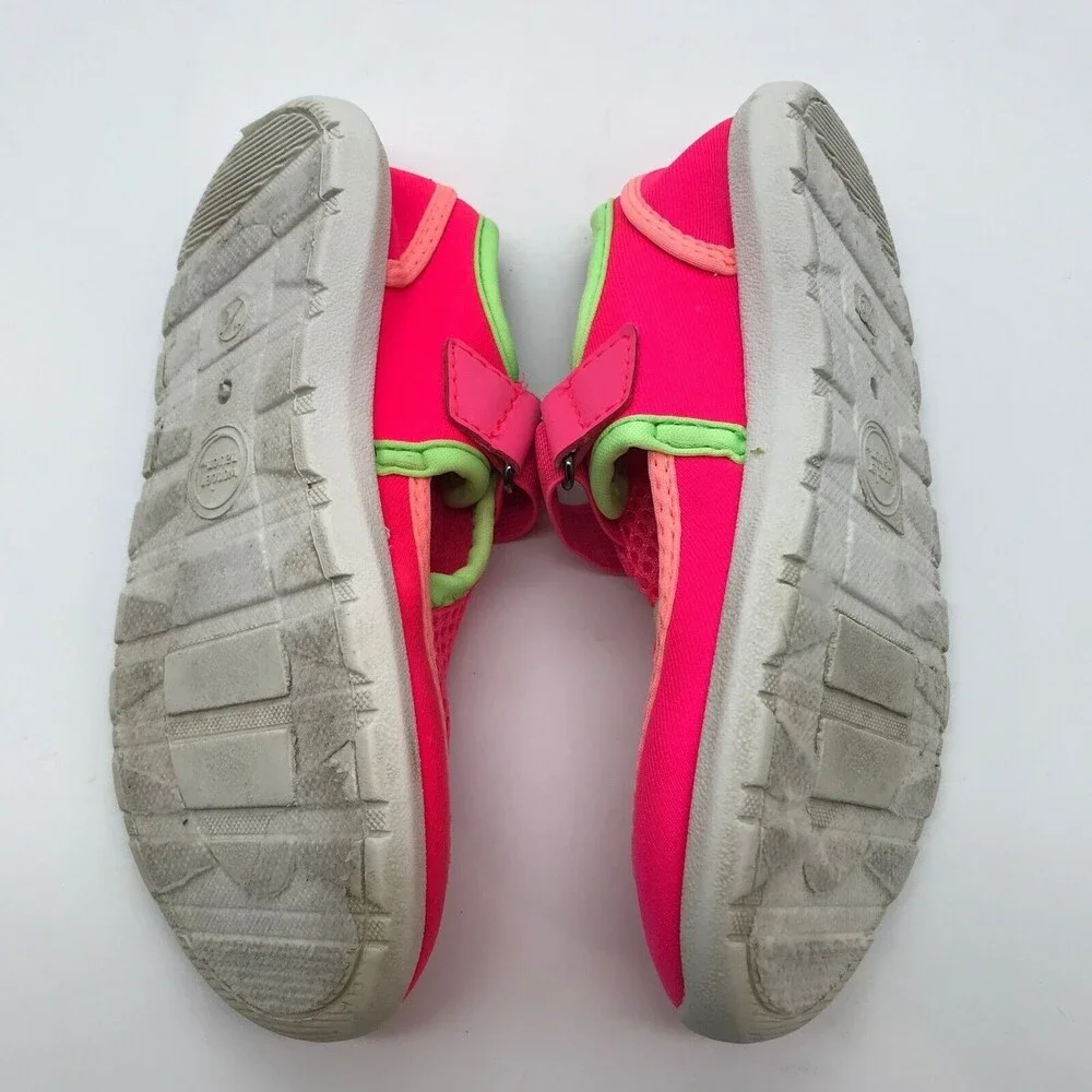 Wonder Nation Beach Water Shoes Kids size 11/12 Neon Pink & Green Mesh Sneakers